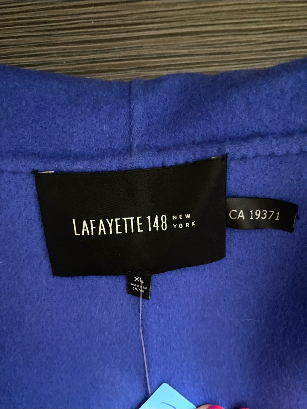 Lafayette 148 New York Wool Angora Blue Black Open Front Cardigan Cape Sz XL - Picture 10 of 10